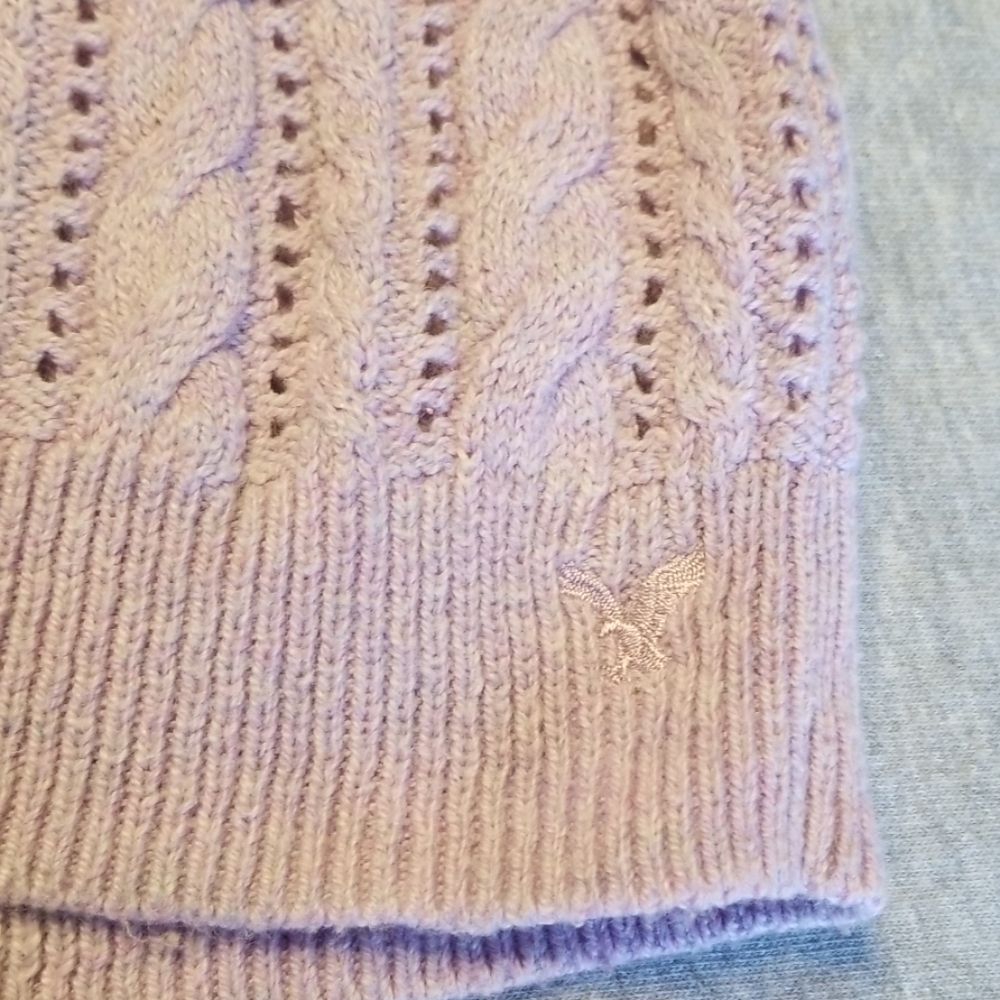 Size XL AEO Lavender Cable Knit Sweater - Picture 3 of 6